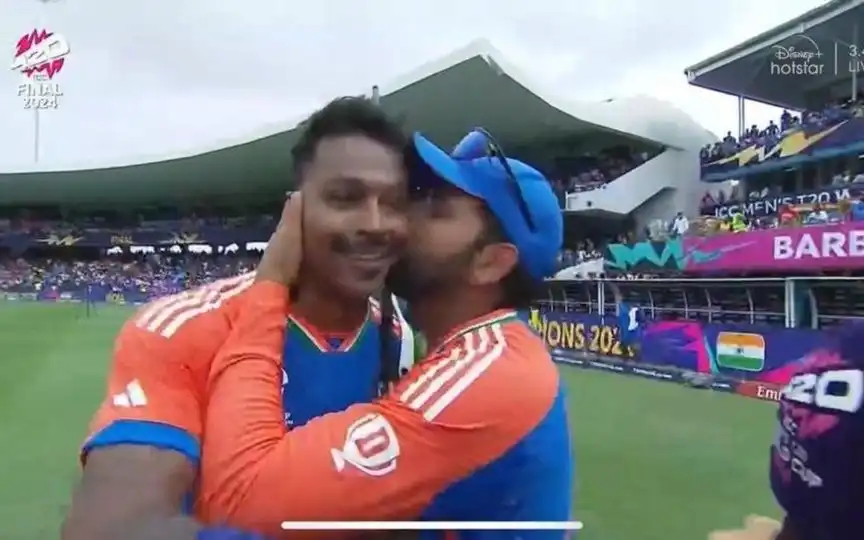 "He Is My Man..." Rohit Sharma Reveals Why He Kissed Hardik Pandya After T20 World Cup Win